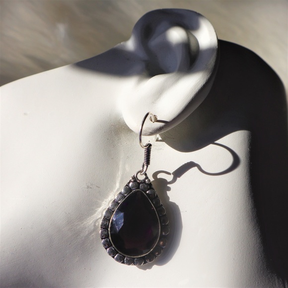 New Amethyst & .925 Silver Earrings Purple - Picture 4 of 4